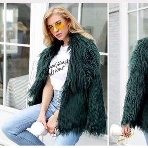 Green faux fur Jacket